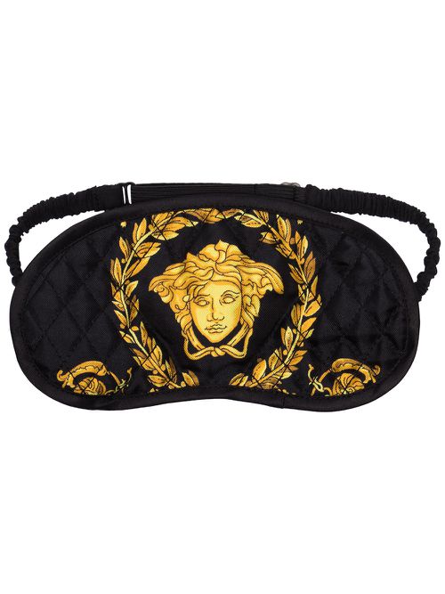 Baroque-print silk sleep mask - Black