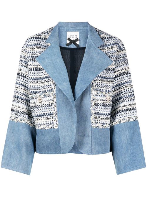 Knitted open front jacket - Blue