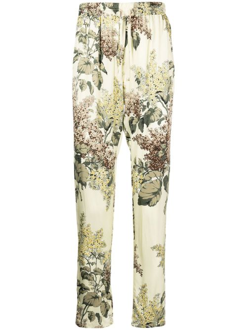Floral-print drawstring track pants - Yellow