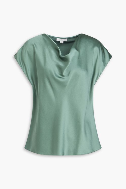 Silk-satin crepe top - Green - L