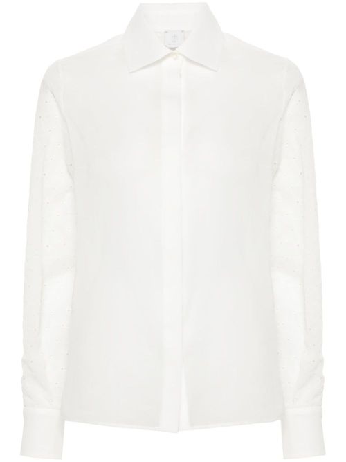 Embroidered semi-sheer shirt - White