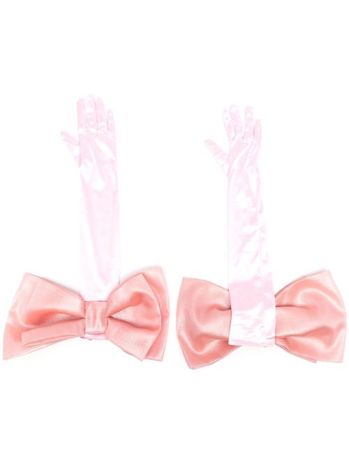 Bow-detail satin gloves - Pink