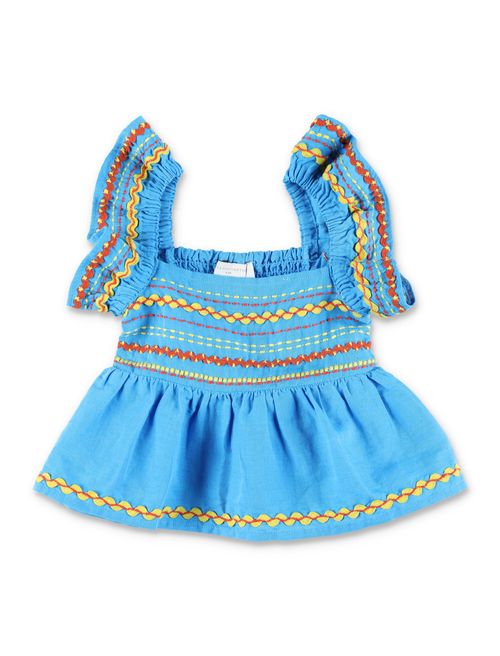 Playful Kids' Top with Colorful Embroidery and Flared Fit