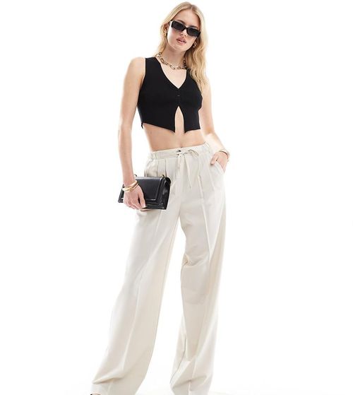 ASOS DESIGN Tall tailored pull on trousers in stone-Neutral