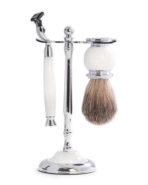 White Enamel Mach3 Razor & Pure Badger Brush