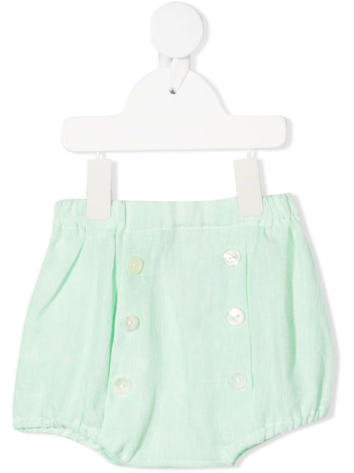 Button-up linen shorts - Green