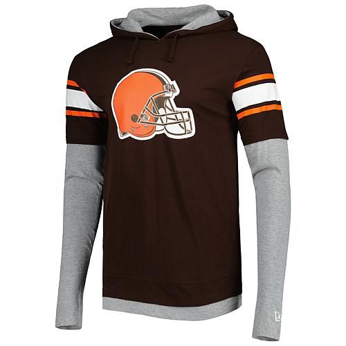 Men's New Era Brown Cleveland Browns Long Sleeve Hoodie T-Shirt
