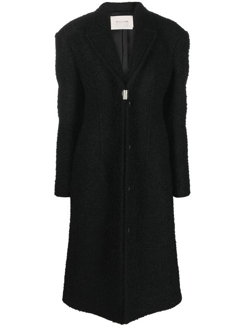 Bouclé-effect hardware-detail coat - Black