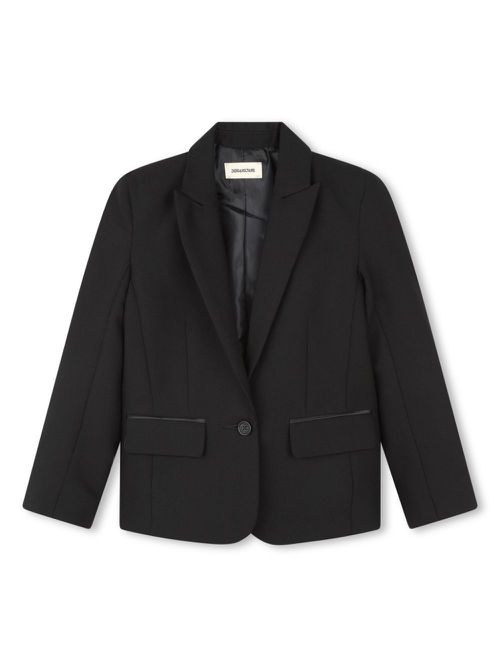 Rhinestone-slogan blazer - Black