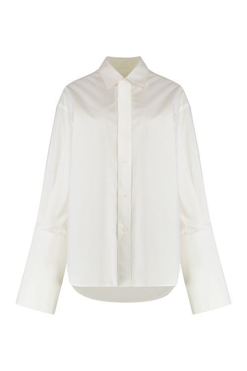 Cotton Button-Front Shirt with Classic Collar