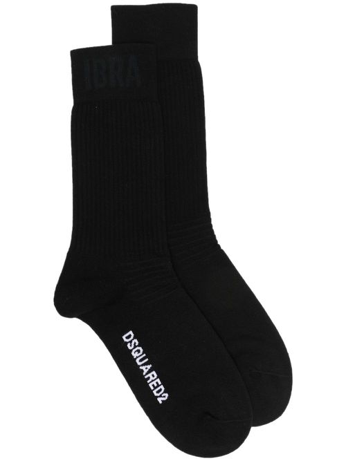Intarsia-knit logo socks - Black