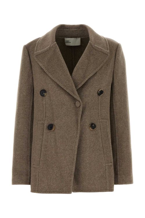 Wool Blend Double-Breasted Coat — Beige