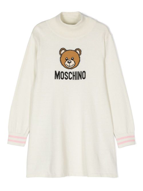 Teddy Bear-motif dress - Neutrals