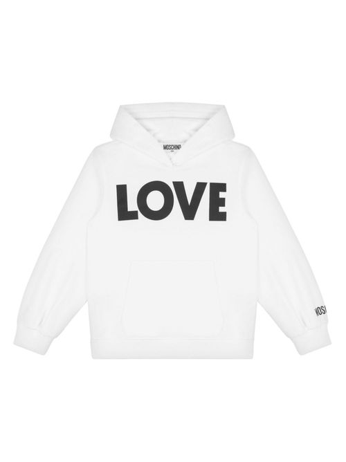 Ribbed cuffs hoodie - White