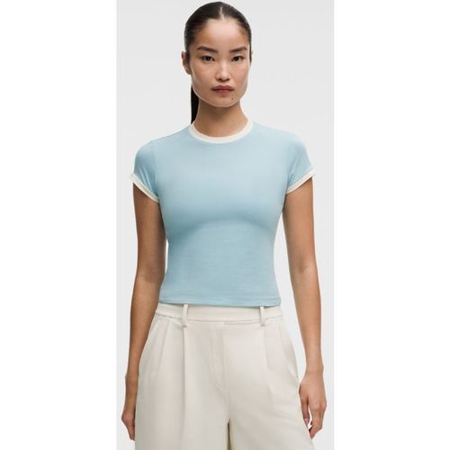 Lululemon – Women's Organic Ringer Baby Tee Courtside – Cotton-Blend – Color Blue/Paste
