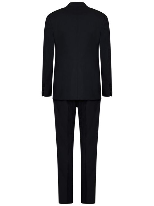 Peak Lapel Wool Pant Suit — Blue