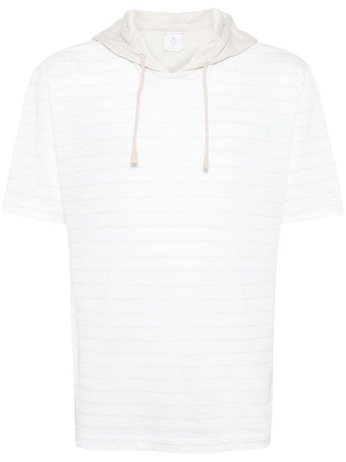 Striped hooded T-shirt - White