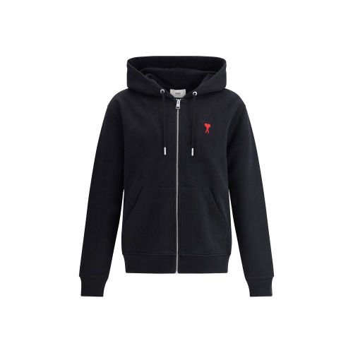 Logo-Embroidered Cotton Hoodie — Black