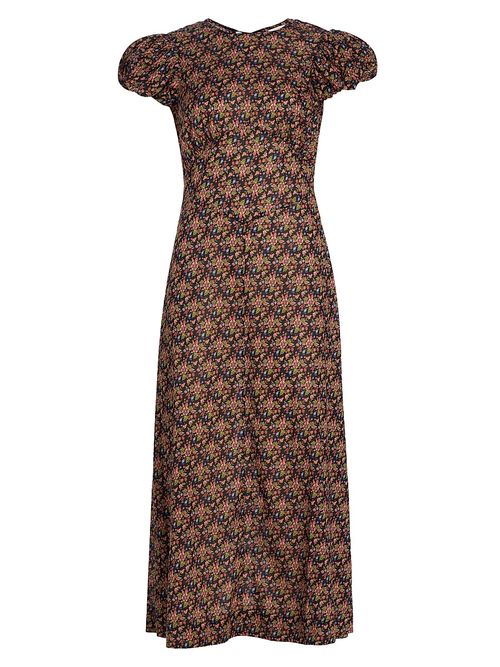 Women's Rhodia A-Line Midi-Dress - Black Forest Floral