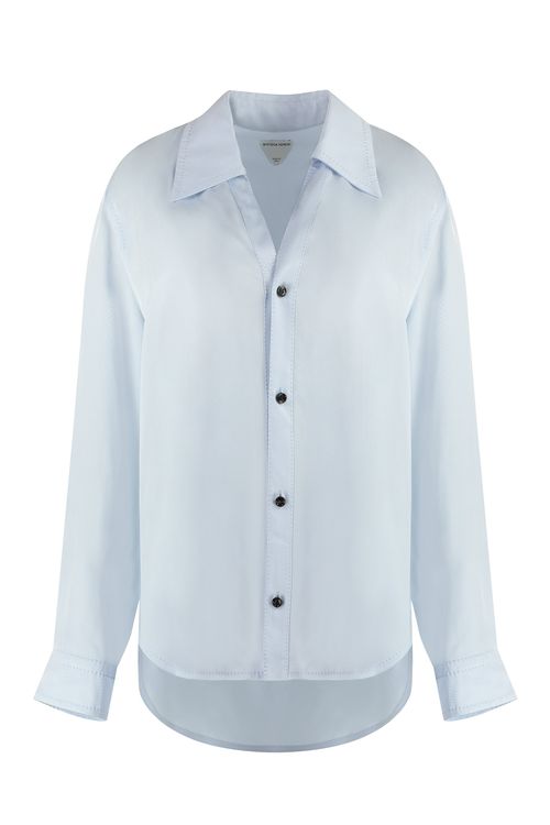 Viscose Twill Shirt with Asymmetric Hem