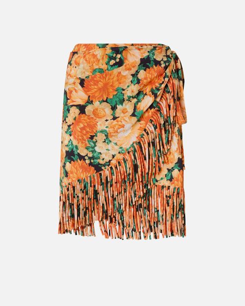 Short skirt with fringing and Botanic Garden print - 36