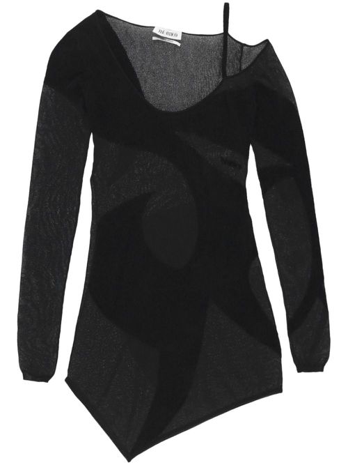 Sheer asymmetric minidress - Black