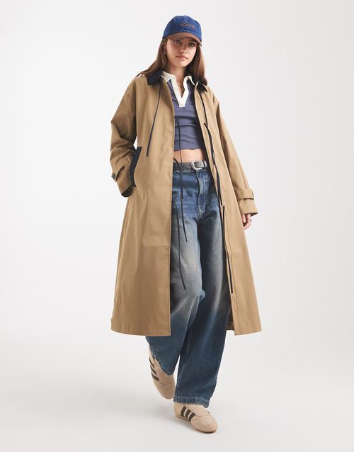 Bow details trench coat in light brown