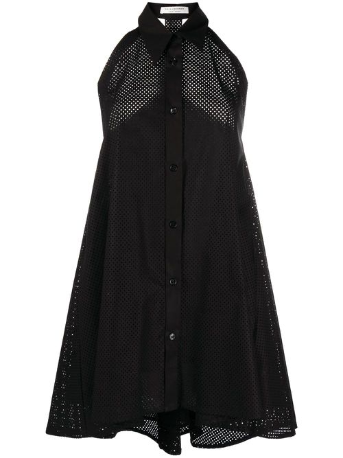 Sleeveless shirt minidress - Black