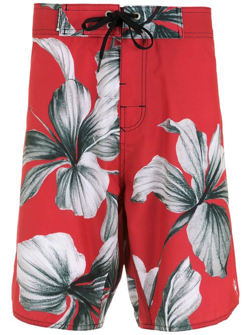 Floral-print swim shorts - Red