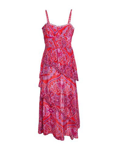 Paisley Scarf Red Loopy Cups Maxi Dress Woman Midi dress Red Size L Viscose