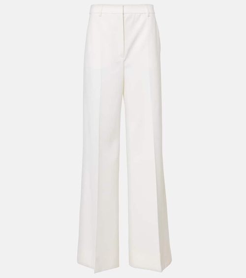 High-rise pleated wool wide-leg pants