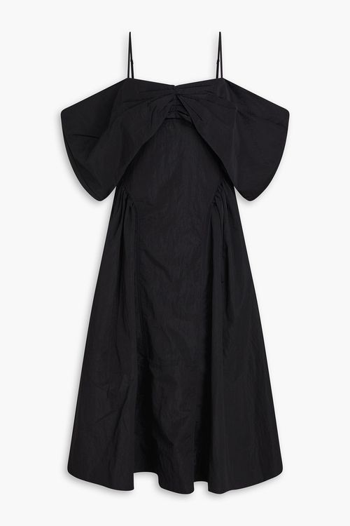 Dora ruched taffeta midi dress