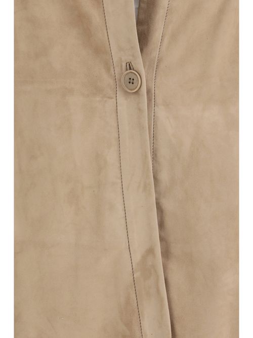Lambskin Suede Shirt — Beige