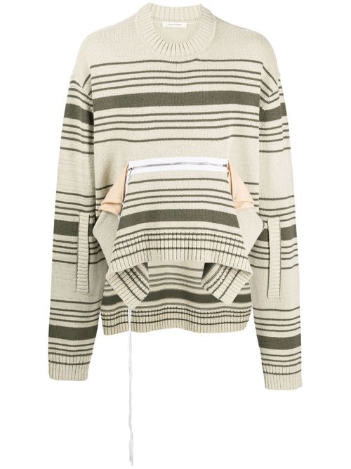 Asymmetric striped jumper - Neutrals