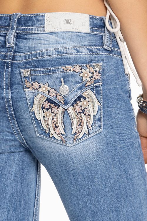"Aleah Floral Wing Bootcut Jeans