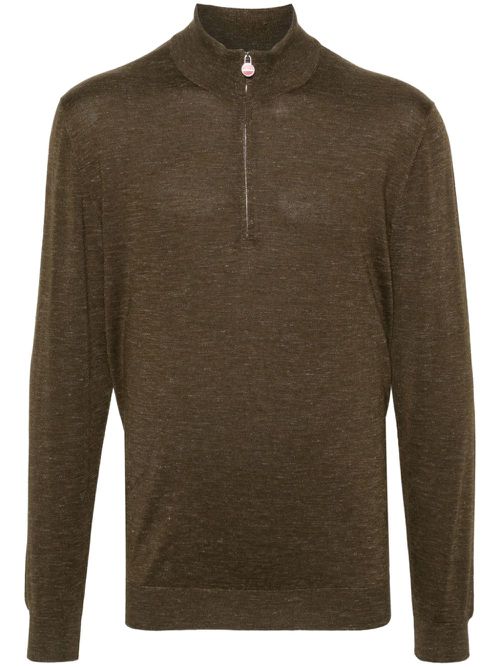 High-neck mélange-effect jumper - Green