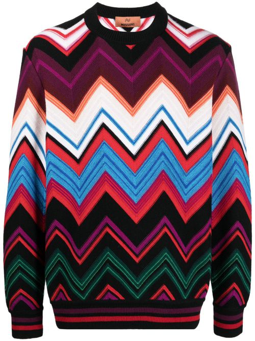 Zigzag crew-neck jumper - Red