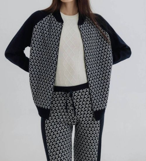 Degas Bomber Jacket In Navy / Cream