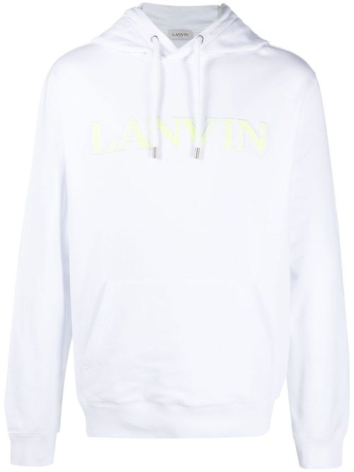 Embroidered-logo pouch-pocket hoodie - White