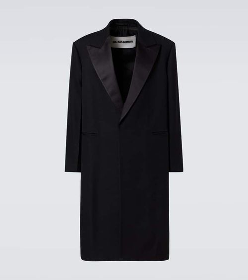 Silk-trimmed wool coat