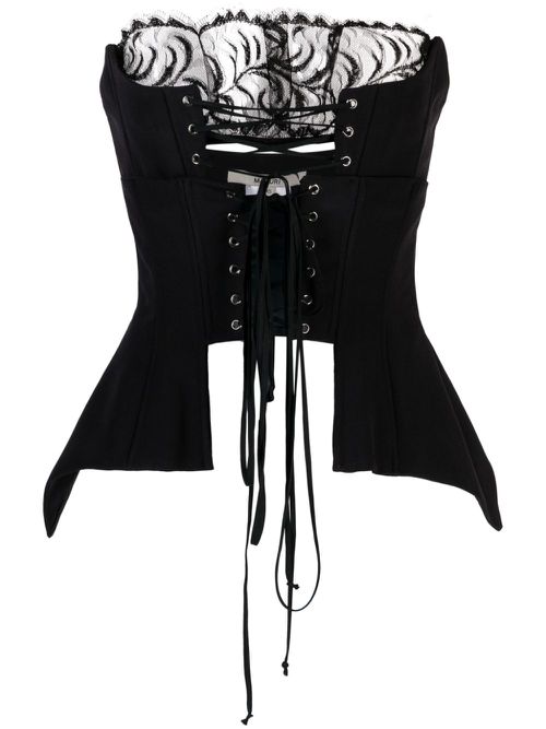 Corset-style panelled-lace top - Black
