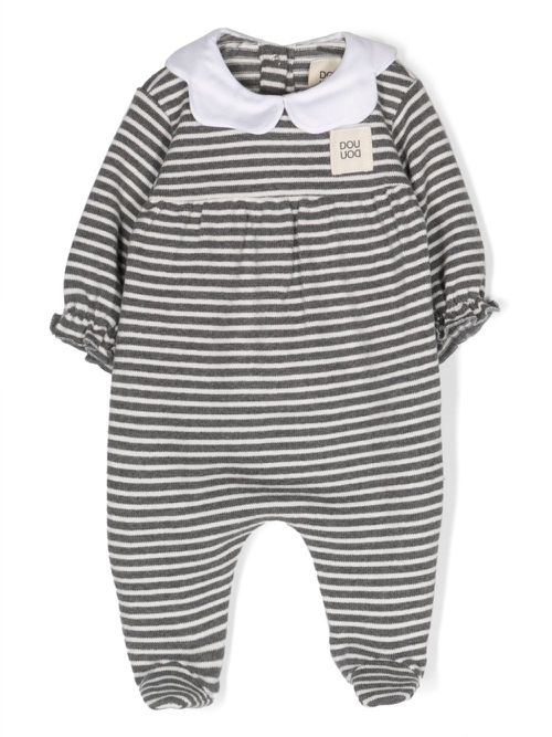 Striped knitted bodysuit - Grey