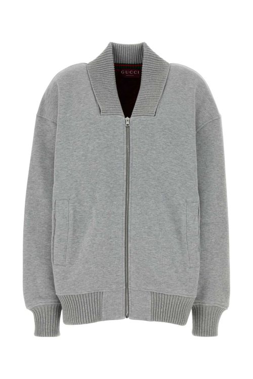 Grey Cotton Blend Bomber Jacket