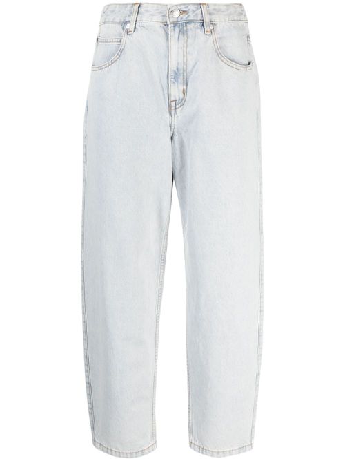 Elasticated-waist straight-leg jeans - Blue