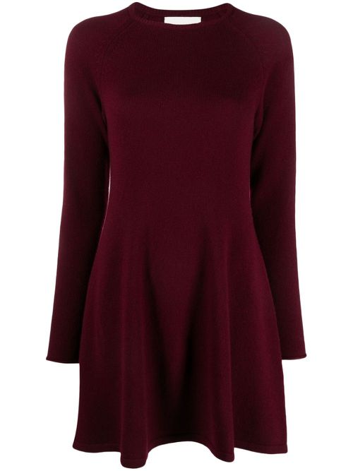 Crew-neck cashmere dress - Red