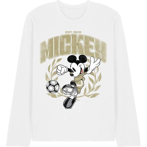 Disney Mickey Mouse Laurel Football Long Sleeve T Shirt, White