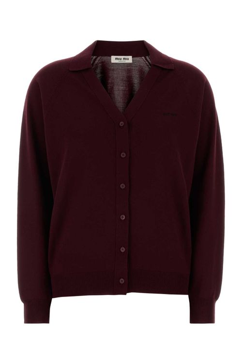 Virgin Wool Cardigan — Burgundy