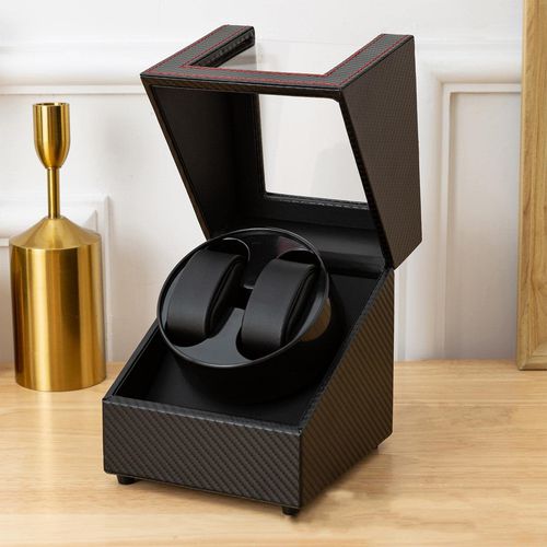 TEMU Luxury Automatic Watch Winder Box For 2 Watches - Silent Operation, Dust-proof Case With Dual Rotation anti-theft Lock, Elegant Watch Storage