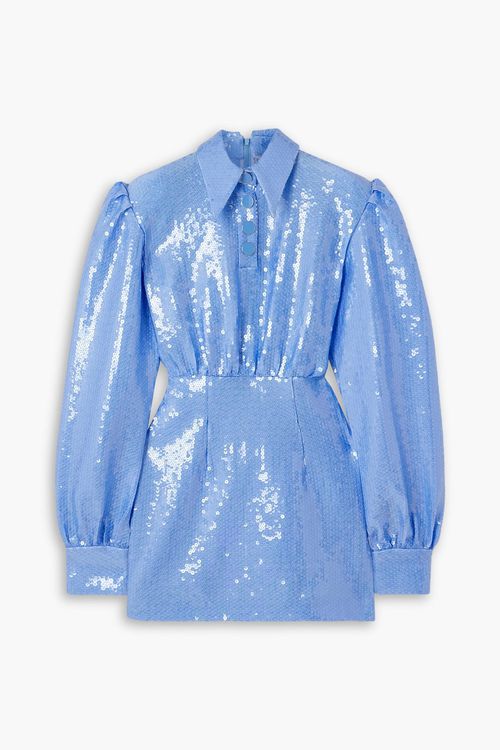 Sequined satin mini dress