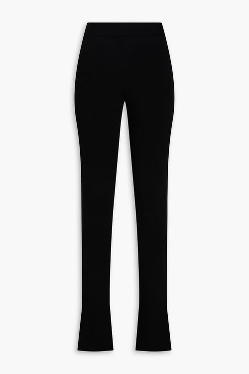 Knitted slim-leg pants - Black - XS